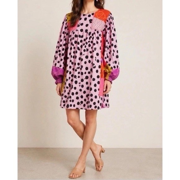 Bl^Nk London Dresses & Skirts - Anthropologie Bl^nk London Womens Miranda Tunic Circus Dress Patchwork Prints S